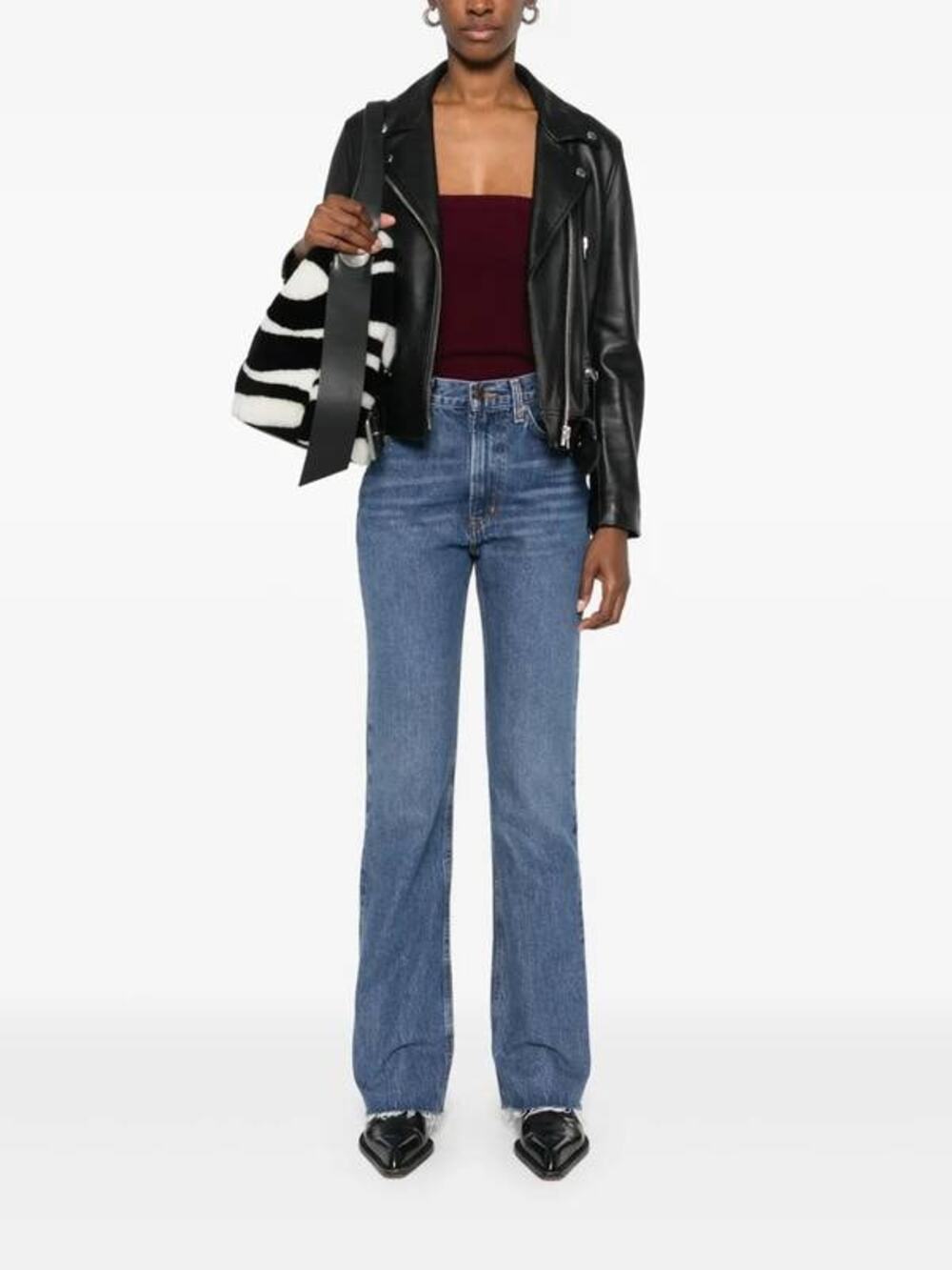 AGOLDE Leena Mid Rise Baby Flare Jean Placebo 26 NWT Minimalist Elevated Basics